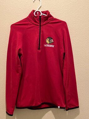 '47 Chicago Blackhawks Sweatshirt Mens L Red 1/4 Zip Pullover NHL